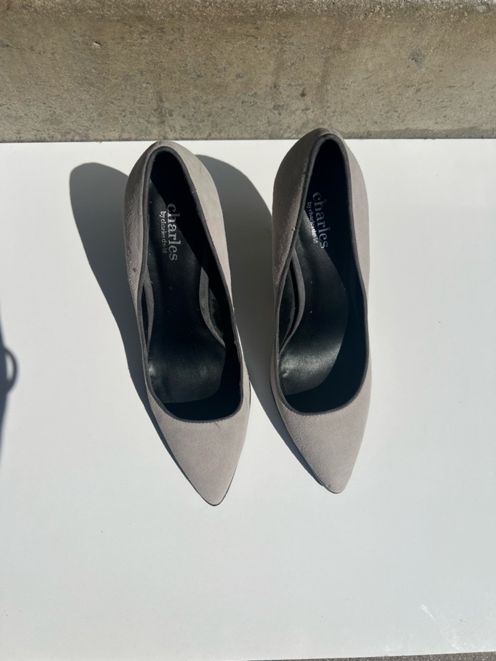 Charles by Charles David Gray Pointed Toe Suede Pumps
